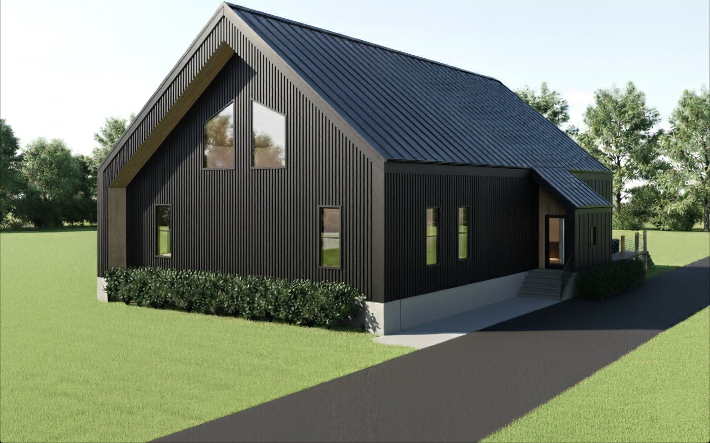 Modern barn-style custom home exterior